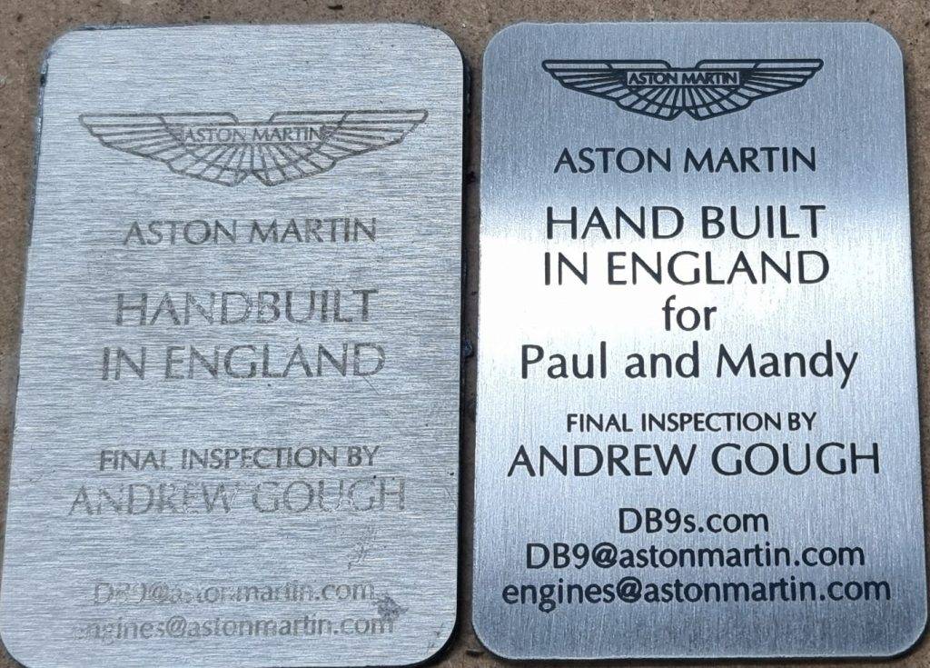 New Aston Martin Engine Plaque