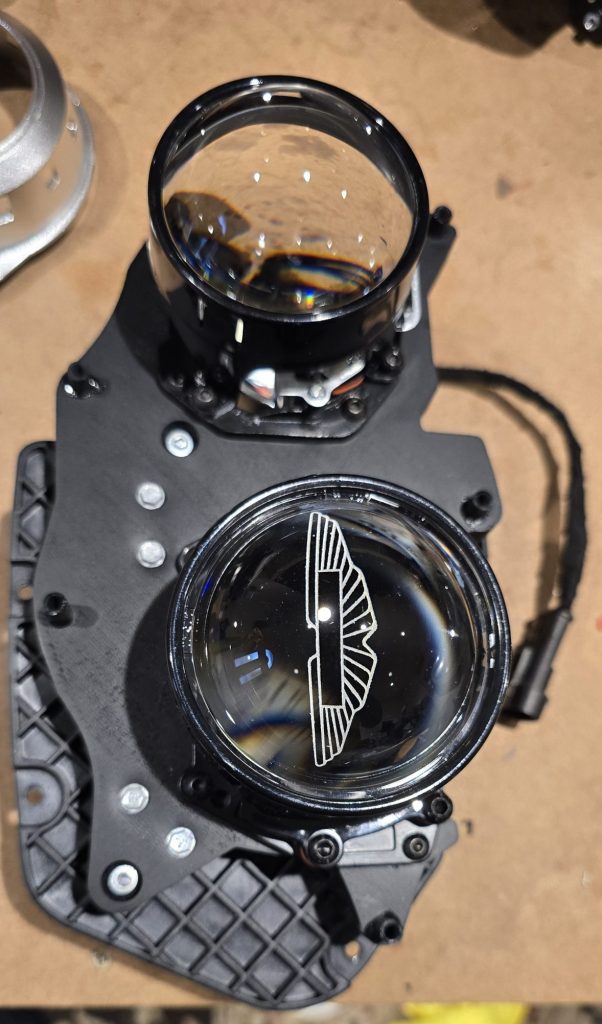 Aston Martin Bi-LED module attached to Bracket